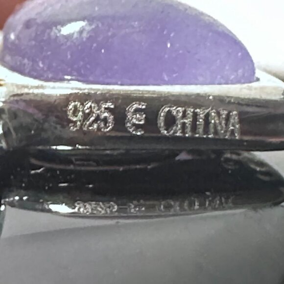 Sterling Silver 925 Onyx Statement Ring w/ Floral Pearl & Amethyst Cabochons  7 - Picture 9 of 13